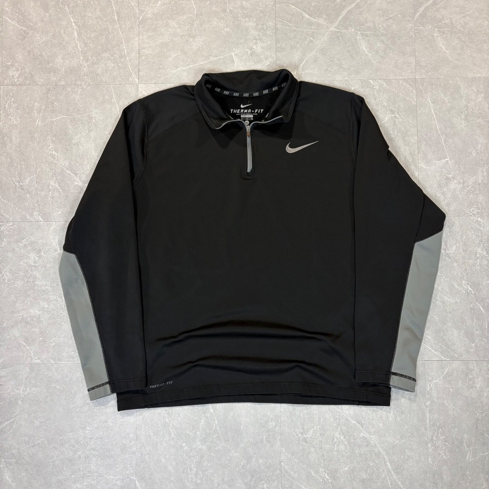 Nike Therma-FIT Mens XL Quarter Zip Pullover Black Grey Fleece Sweatshirt 4511